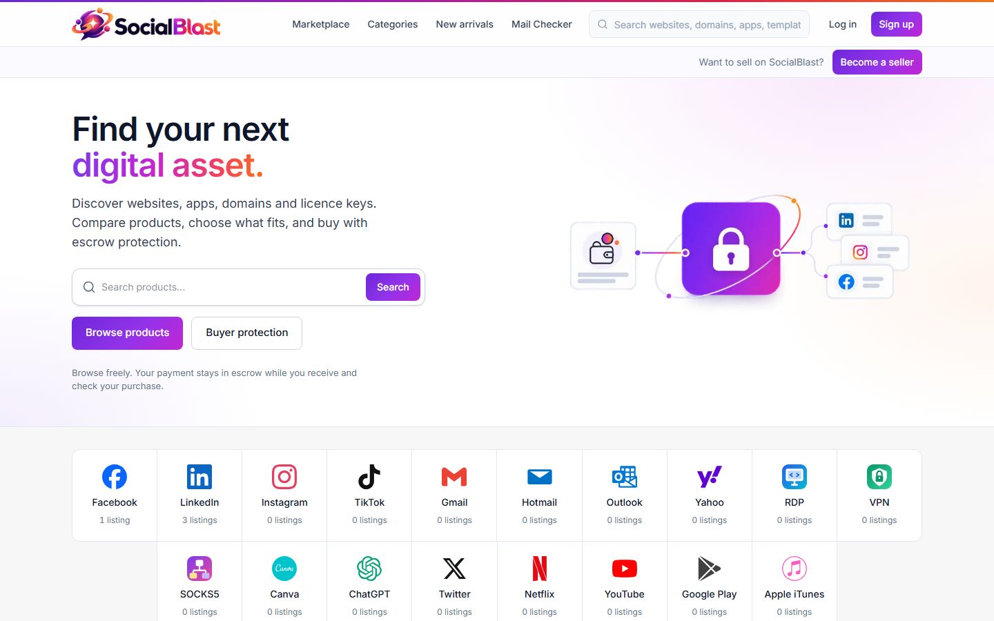 SocialBlast home screen